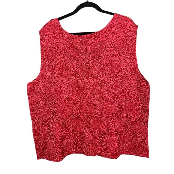 Anne Carson Crinkled Top Red Size 1X - Picture 3 of 4